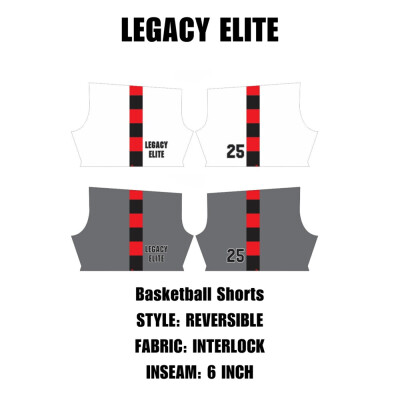 Legacy Elite Reversible Basketball Uniform Shorts - White and Gray