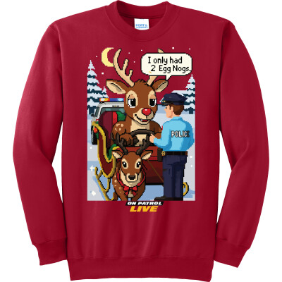 On Patrol: Live Reindeer  "Ugly Christmas Sweater" Fleece Sweatshirt