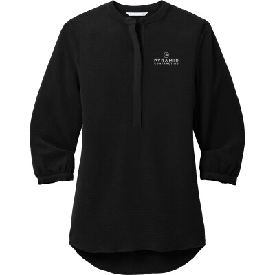 Port Authority Women's 3/4-Sleeve Textured Crepe Tunic (EMB)
