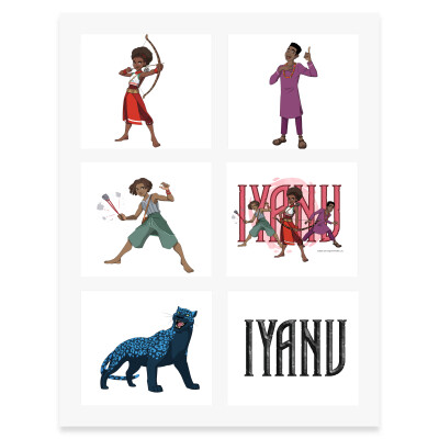 Iyanu - White Stickers Sheet 8.5 x 11