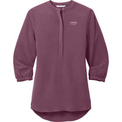 PORT AUTHORITY Women's 3/4-Sleeve Textured Crepe Tunic (EMB)