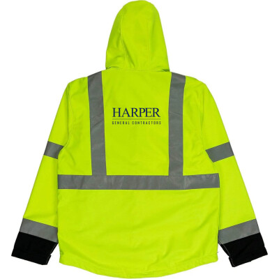 Men's Hi-Vis Class 3 Hooded Softshell Jacket