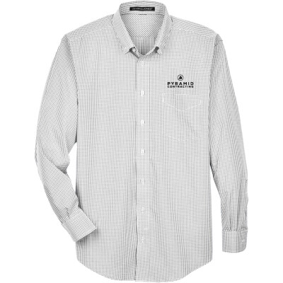 Devon & Jones Mens Gingham Check Woven Dress Shirt (EMB)
