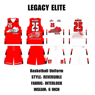 Legacy Elite Reversible Basketball Uniform - Red and White