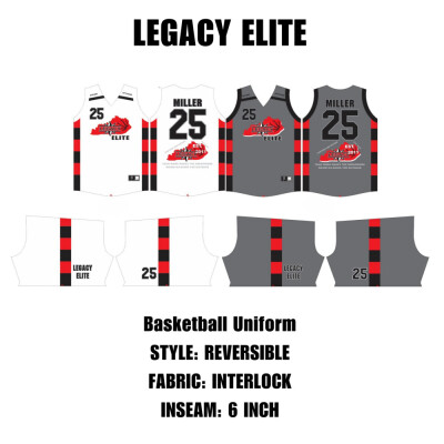 Legacy Elite Reversible Basketball Uniform - White and Gray