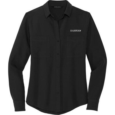 MERCER+METTLE Women's Stretch Crepe Long Sleeve Camp (DTF)