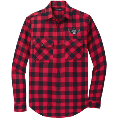 WINGED SKULL Flannel Shirt, Casual Layer, Fall Essential, Outdoor Adventure Shirt
