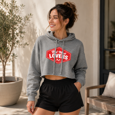 RED MEAT LOVERS Ladies' Cropped Fleece Hoodie