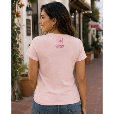 LIP Women's Relaxed Heather CVC V-Neck Tee Yoke Print
