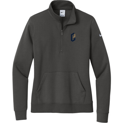 NIKE Women's Club Fleece Sleeve Swoosh 1/2-Zip - NKDX6720 (EMB)