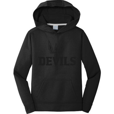 Devils Blackout Youth Performance Fleece Pullover Hooded Sweatshirt