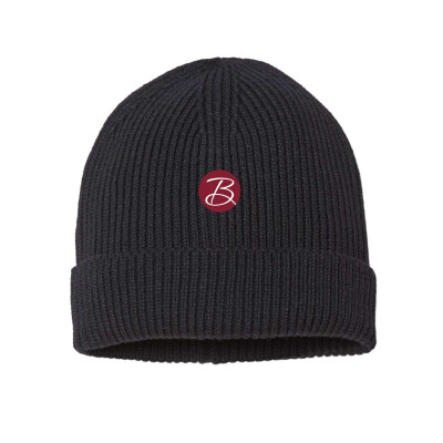 Atlantis Fine Rib Cuff Beanie - Embroiderd Red B Logo