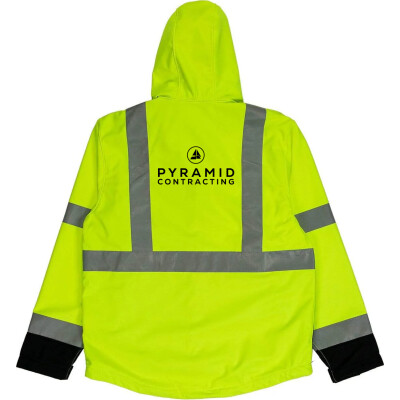 Berne Men's Hi-Vis Class 3 Hooded Softshell Jacket (DTF)