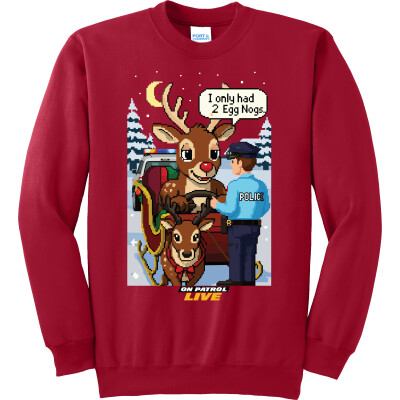 On Patrol: Live Reindeer  "Ugly Christmas Sweater" Fleece Sweatshirt