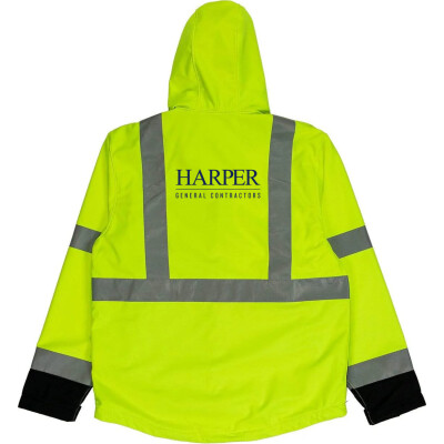 BERNE Men's Hi-Vis Class 3 Hooded Softshell Jacket - HVJS206 (DTF)