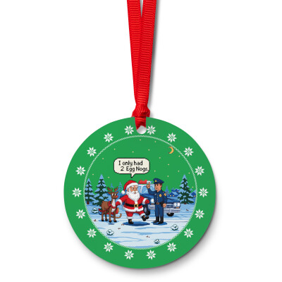 On Patrol: Live Santa's Field Sobriety Test Acrylic Round Green Ornament