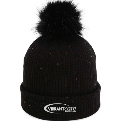 Pom Cuffed Beanie - EMBROIDERED