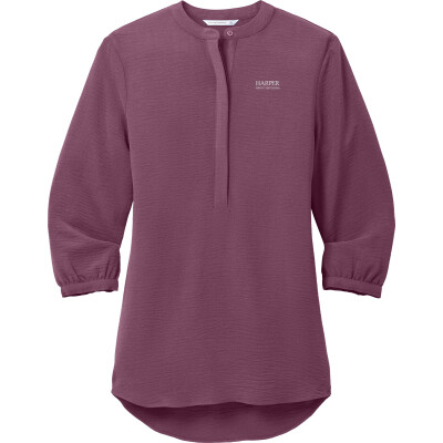 PORT AUTHORITY Women's 3/4-Sleeve Textured Crepe Tunic (EMB)
