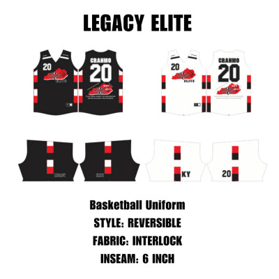 Legacy Elite Reversible Basketball Uniform - Black and White