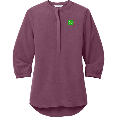 PORT AUTHORITY Women's 3/4-Sleeve Textured Crepe Tunic (EMB)