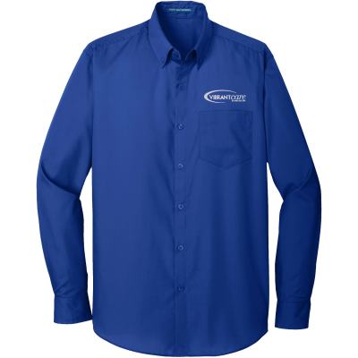 Tall Long Sleeve Carefree Poplin Shirt - EMBROIDERED