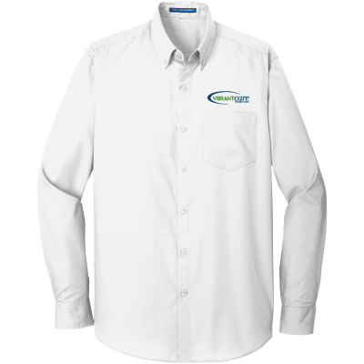 Tall Long Sleeve Carefree Poplin Shirt - EMBROIDERED