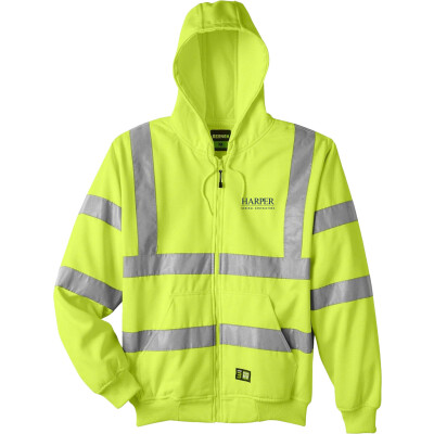 BERNE Men's Berne Hi-Vis Class 3 Lined Hooded Sweatshirt (DTF)
