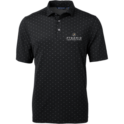 Cutter & Buck Virtue Recycled Tile Print Featherlight Pique Mens Polo (EMB)
