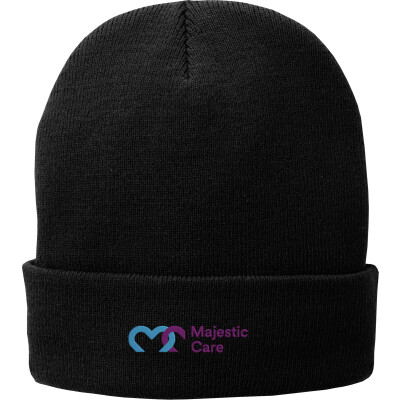 Fleece-Lined Knit Cap - Embroidered