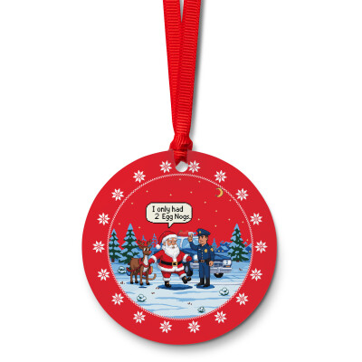 On Patrol: Live Santa's Field Sobriety Test Acrylic Round Red Ornament