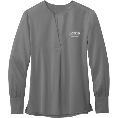 BROOKS BROTHERS Women’s Open-Neck Satin Blouse (EMB)