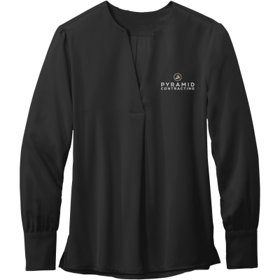 Brooks Brothers Women’s Open-Neck Satin Blouse (EMB)