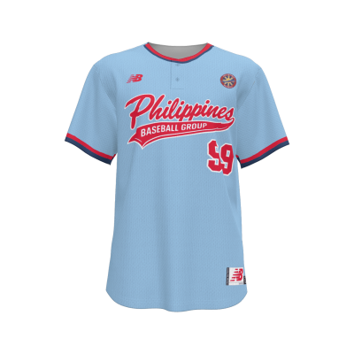 New Balance Adult 2-Button Adversary Baseball Jersey - Columbia Blue