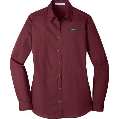 Women's Long Sleeve Carefree Poplin Shirt - EMBROIDERED