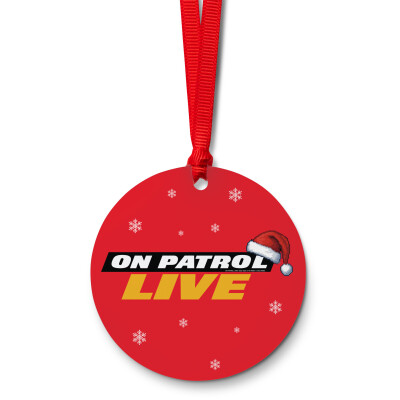 On Patrol: Live Holiday Logo Acrylic Round Red Ornament