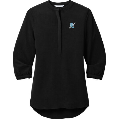 Women's 3/4-Sleeve Textured Crepe Tunic