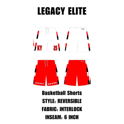 Legacy Elite Reversible Basketball Uniform Shorts - Red and White